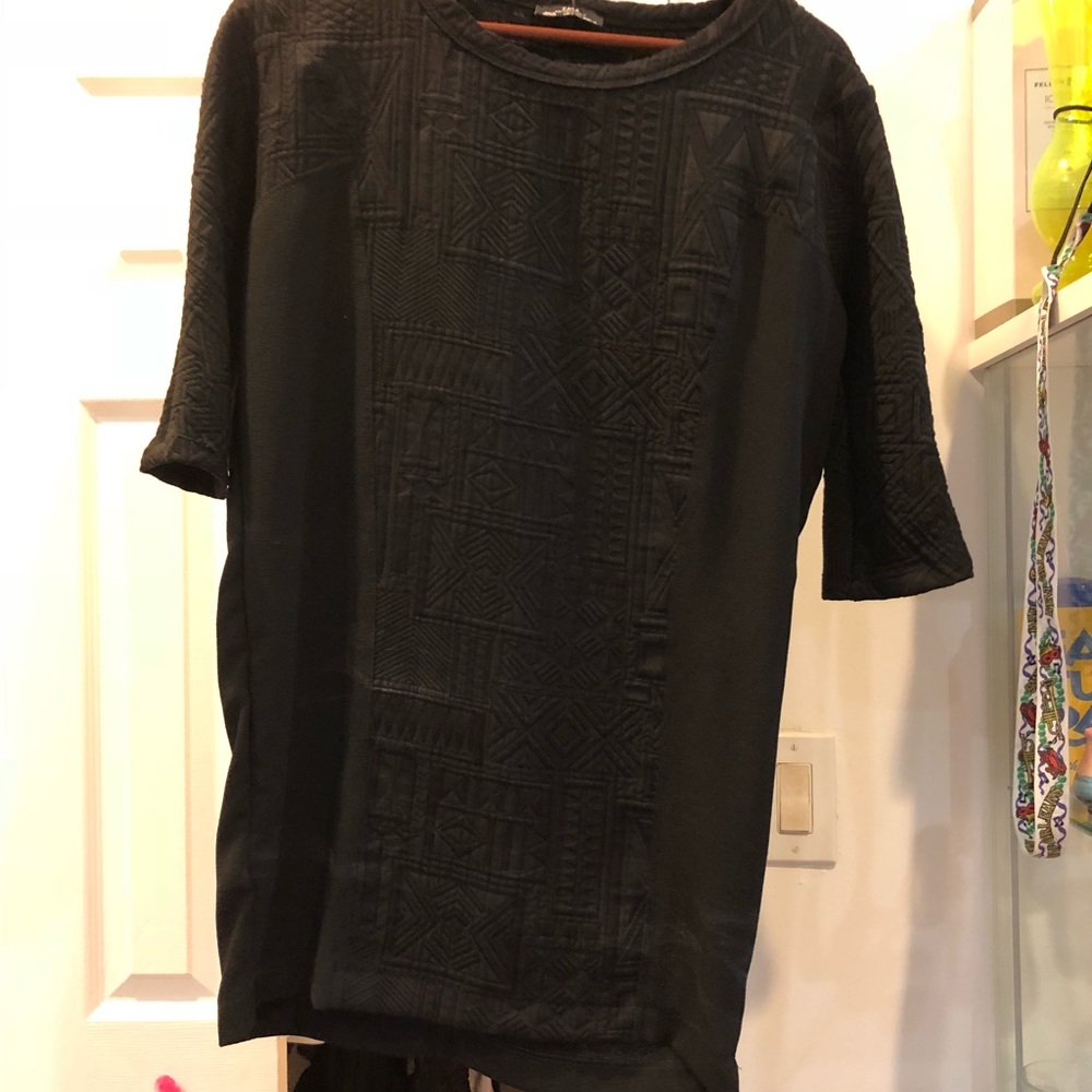 ZARA Black Quarter Sleeve Aztec T-Shirt Dress